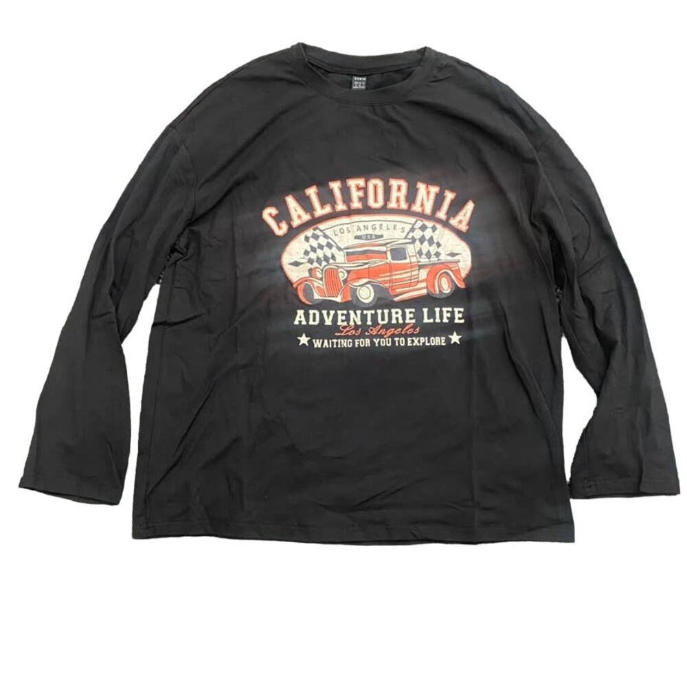 California Long Sleeve Graphic T-Shirt in Black, Size M